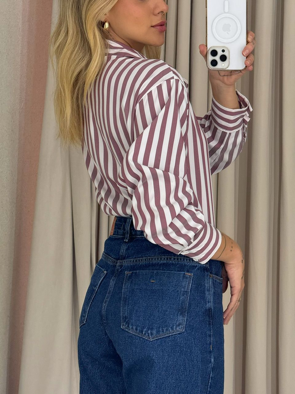 CAMISA NANCY LISTRAS VINHO