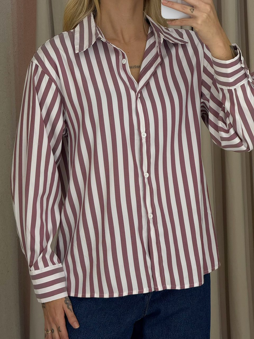CAMISA NANCY LISTRAS VINHO