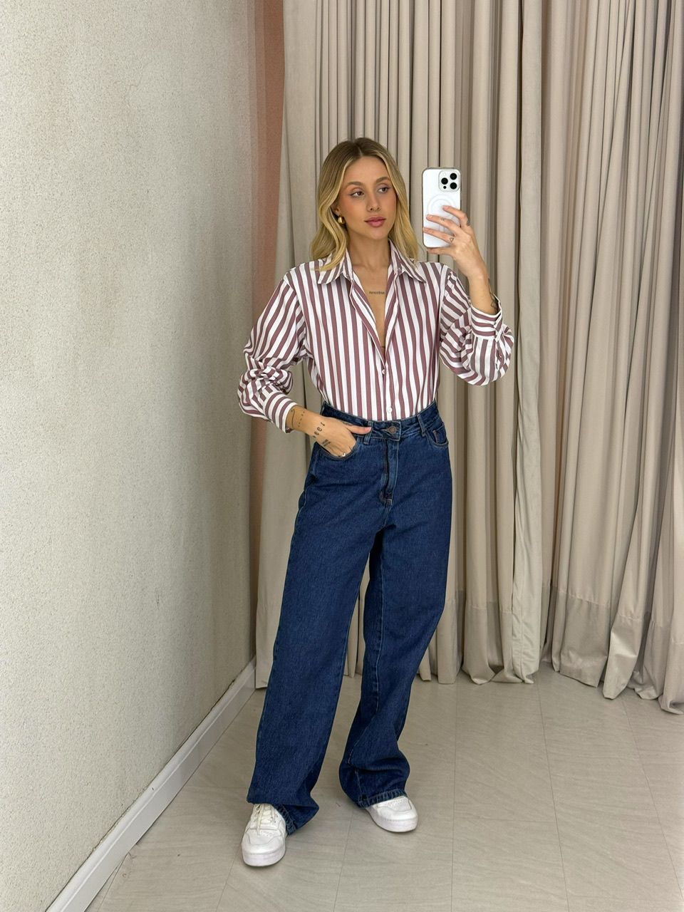 CAMISA NANCY LISTRAS VINHO