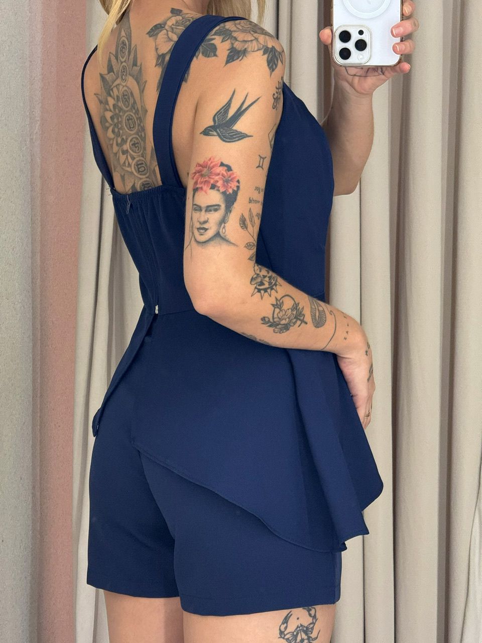 CONJUNTO EVA BLUSA ASSIMÉTRICA MARINHO