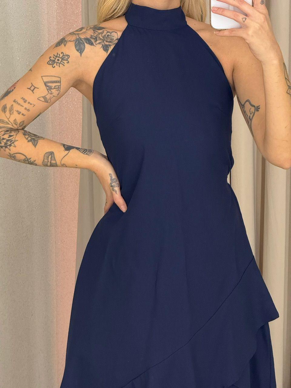 VESTIDO FIORELLA COSTAS ABERTAS MARINHO