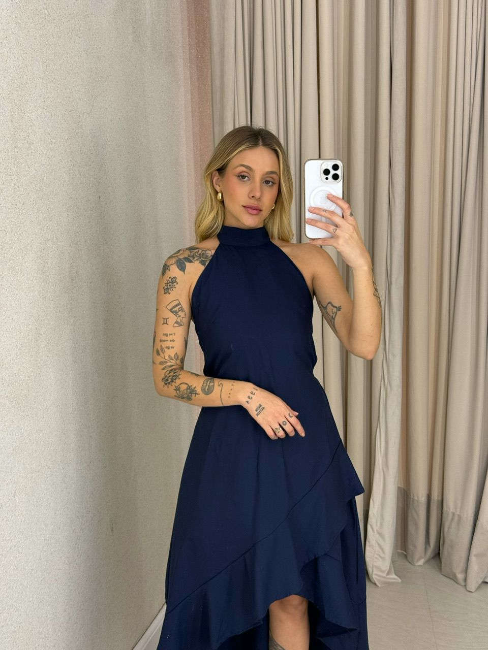 VESTIDO FIORELLA COSTAS ABERTAS MARINHO