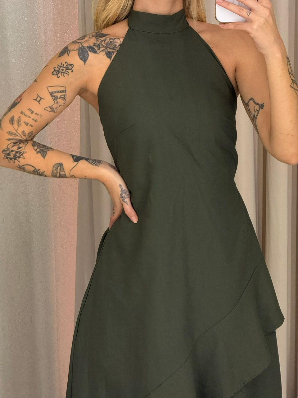 VESTIDO FIORELLA COSTAS ABERTAS VERDE