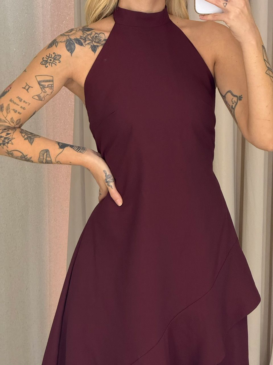 VESTIDO FIORELLA COSTAS ABERTAS VINHO