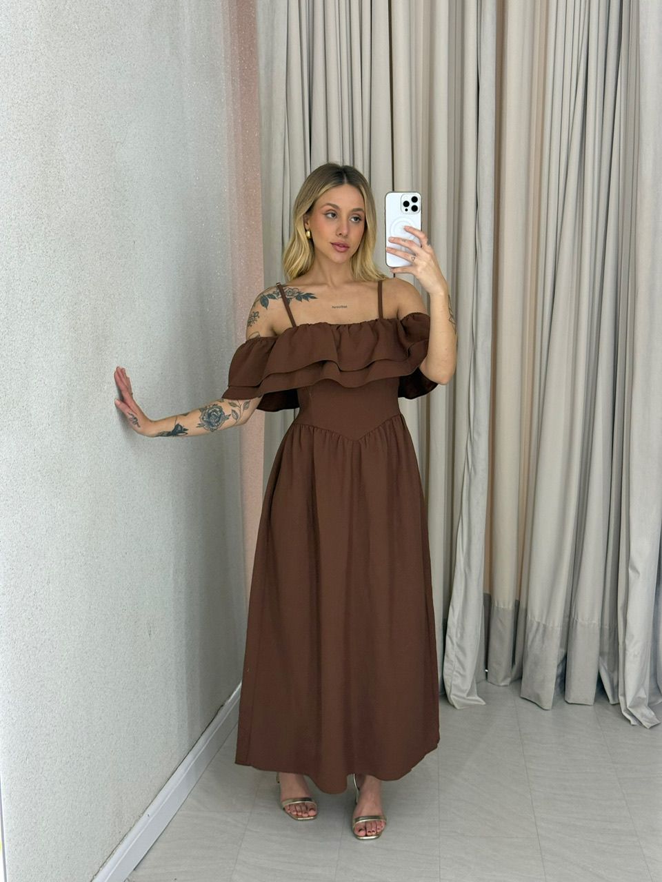 VESTIDO GIORGIA ALÇA MARROM