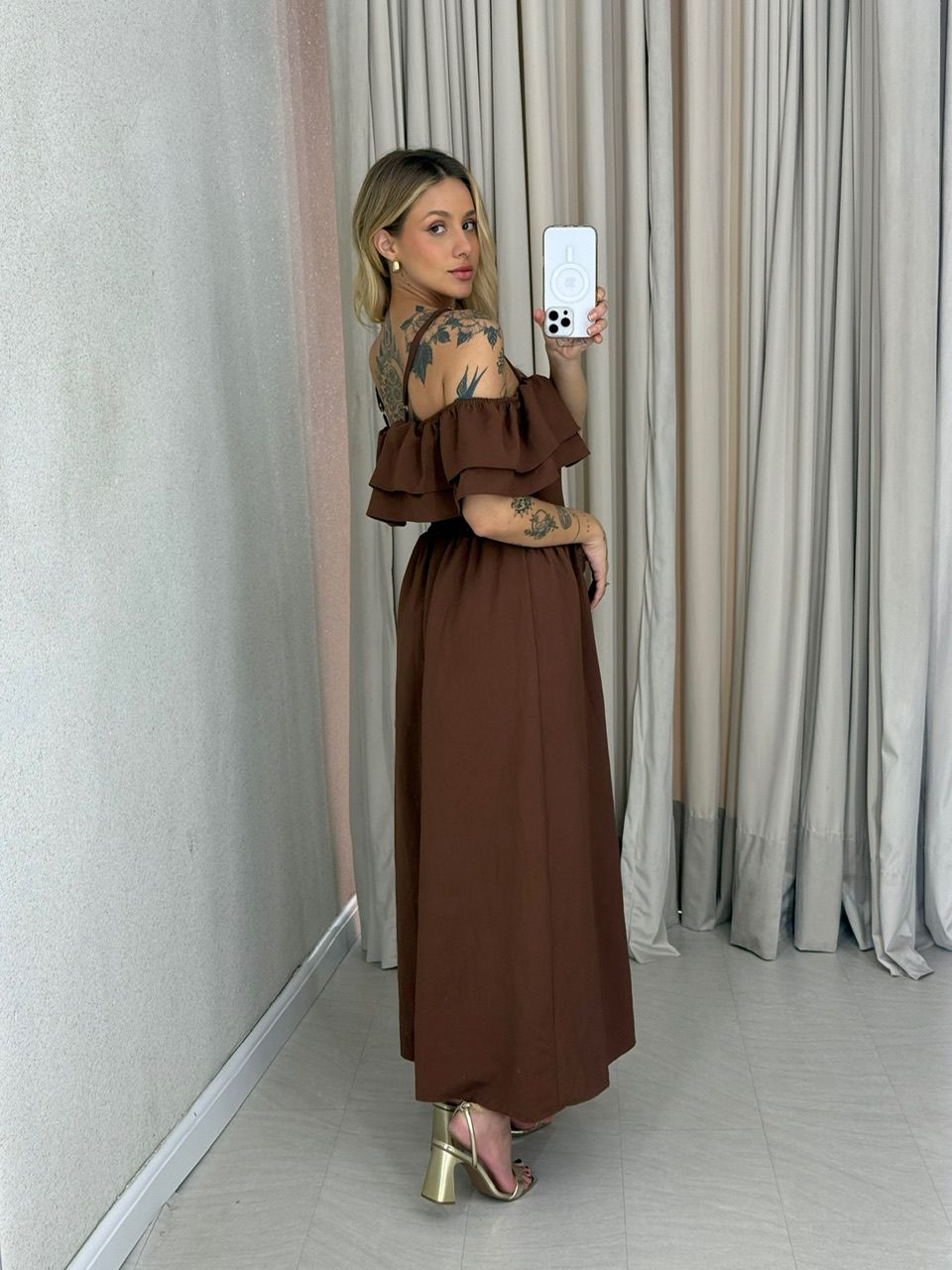 VESTIDO GIORGIA ALÇA MARROM