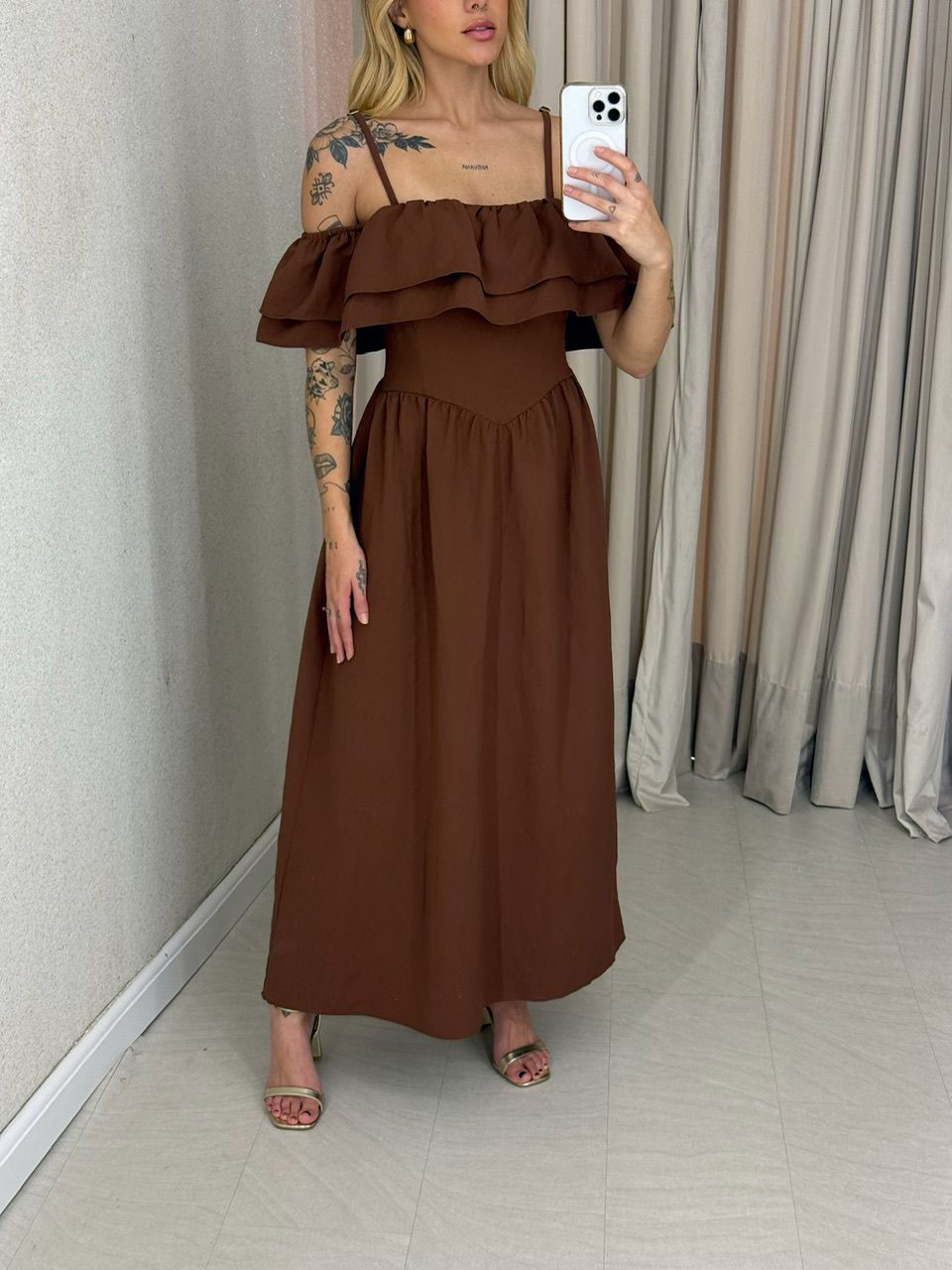 VESTIDO GIORGIA ALÇA MARROM