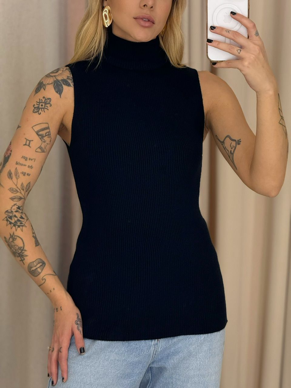 BLUSA ANA TEREZA GOLA PRETA