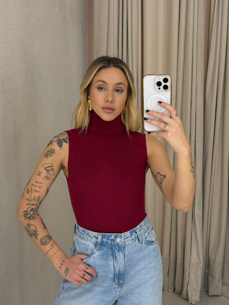 BLUSA ANA TEREZA GOLA VINHO