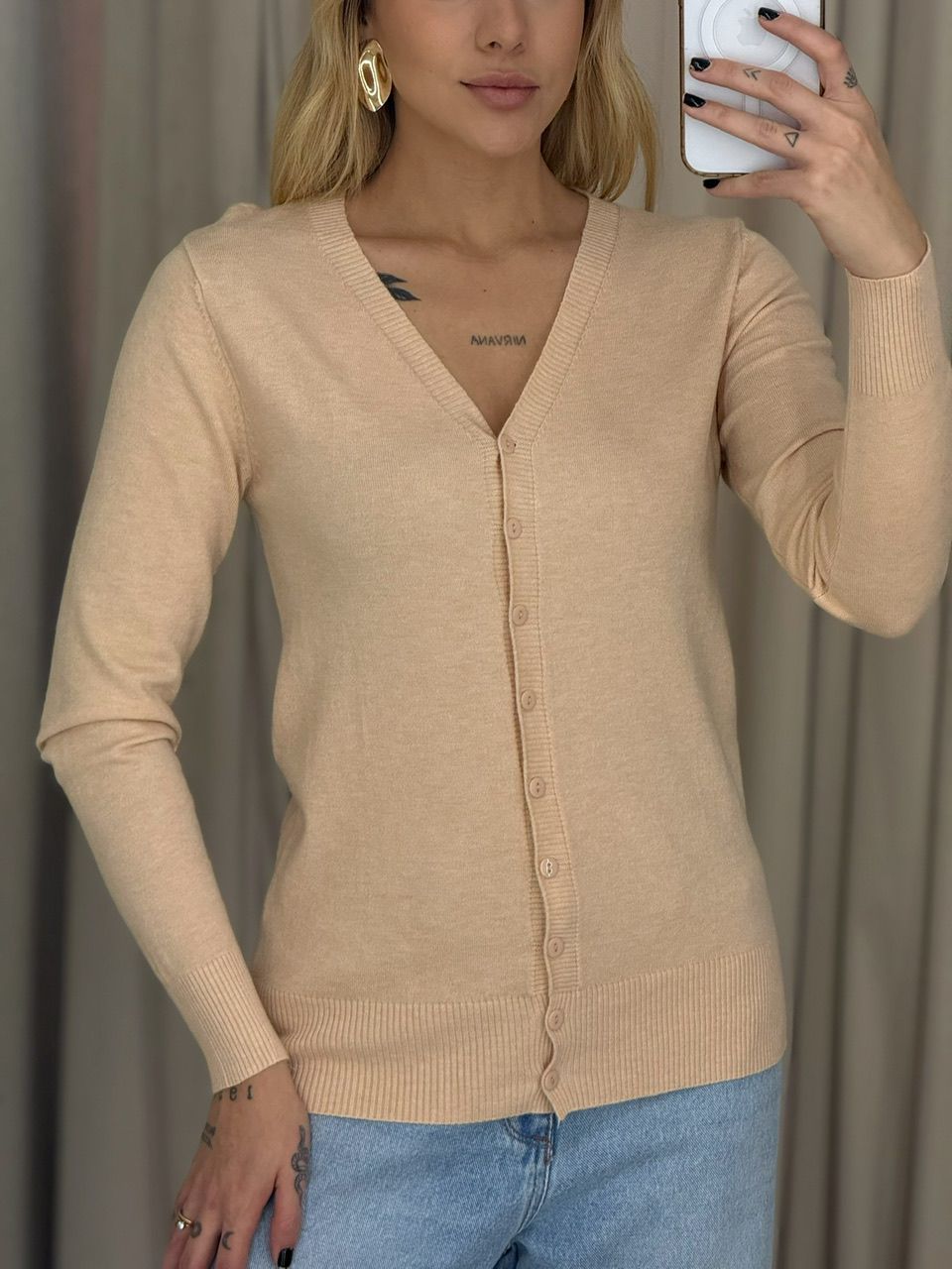 CARDIGAN TABATA BOTÕES AREIA