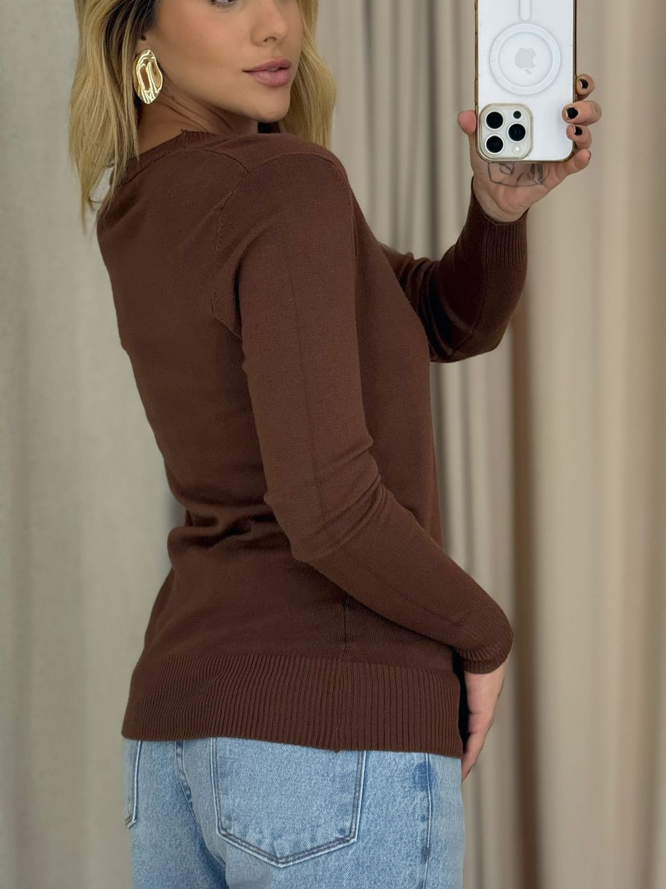 CARDIGAN TABATA BOTÕES MARROM
