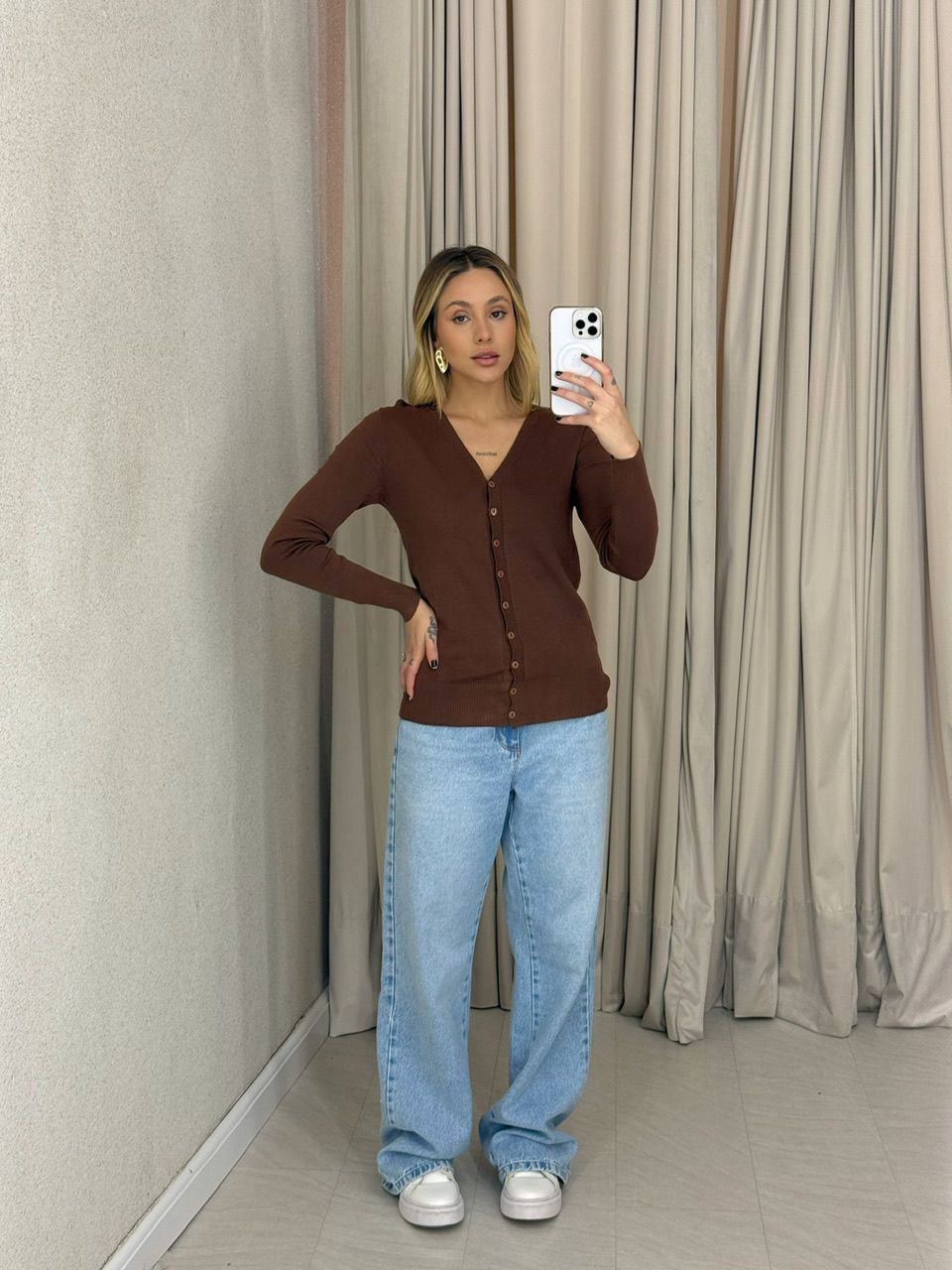 CARDIGAN TABATA BOTÕES MARROM