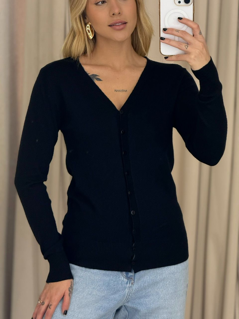 CARDIGAN TABATA BOTÕES PRETO