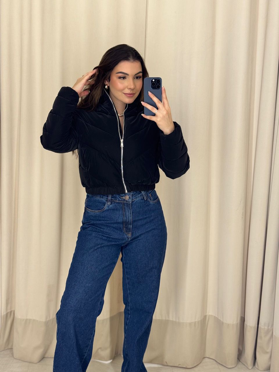 PUFFER LARISSA ZÍPER PRETA