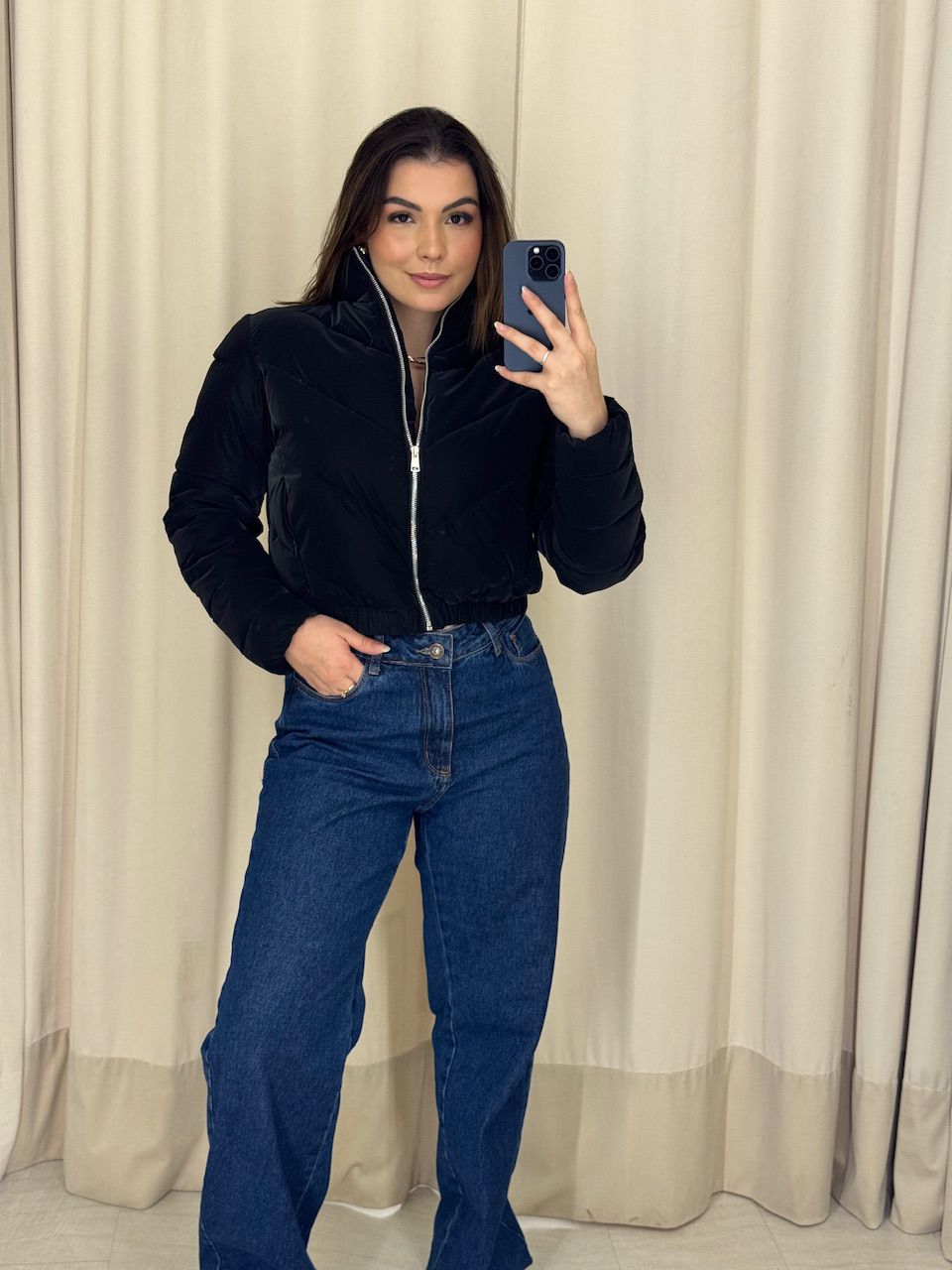 PUFFER LARISSA ZÍPER PRETA
