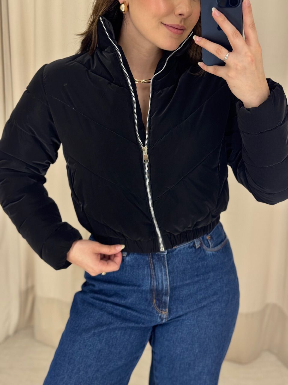 PUFFER LARISSA ZÍPER PRETA
