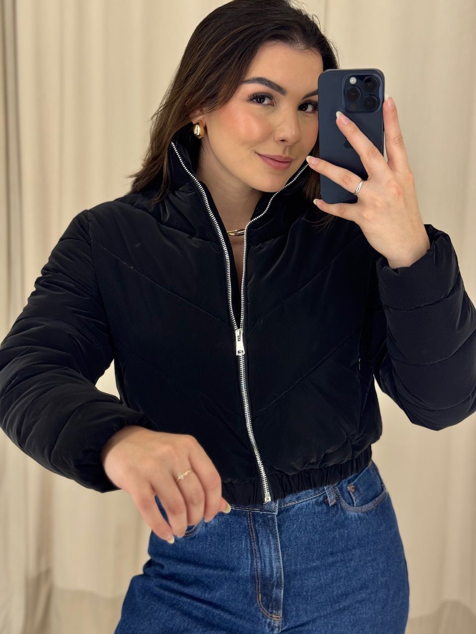 PUFFER LARISSA ZÍPER PRETA