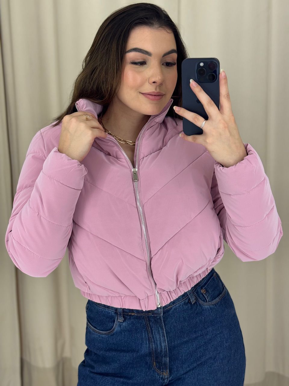 PUFFER LARISSA ZÍPER ROSA - 0066210031 - CAROLLA FERRARO