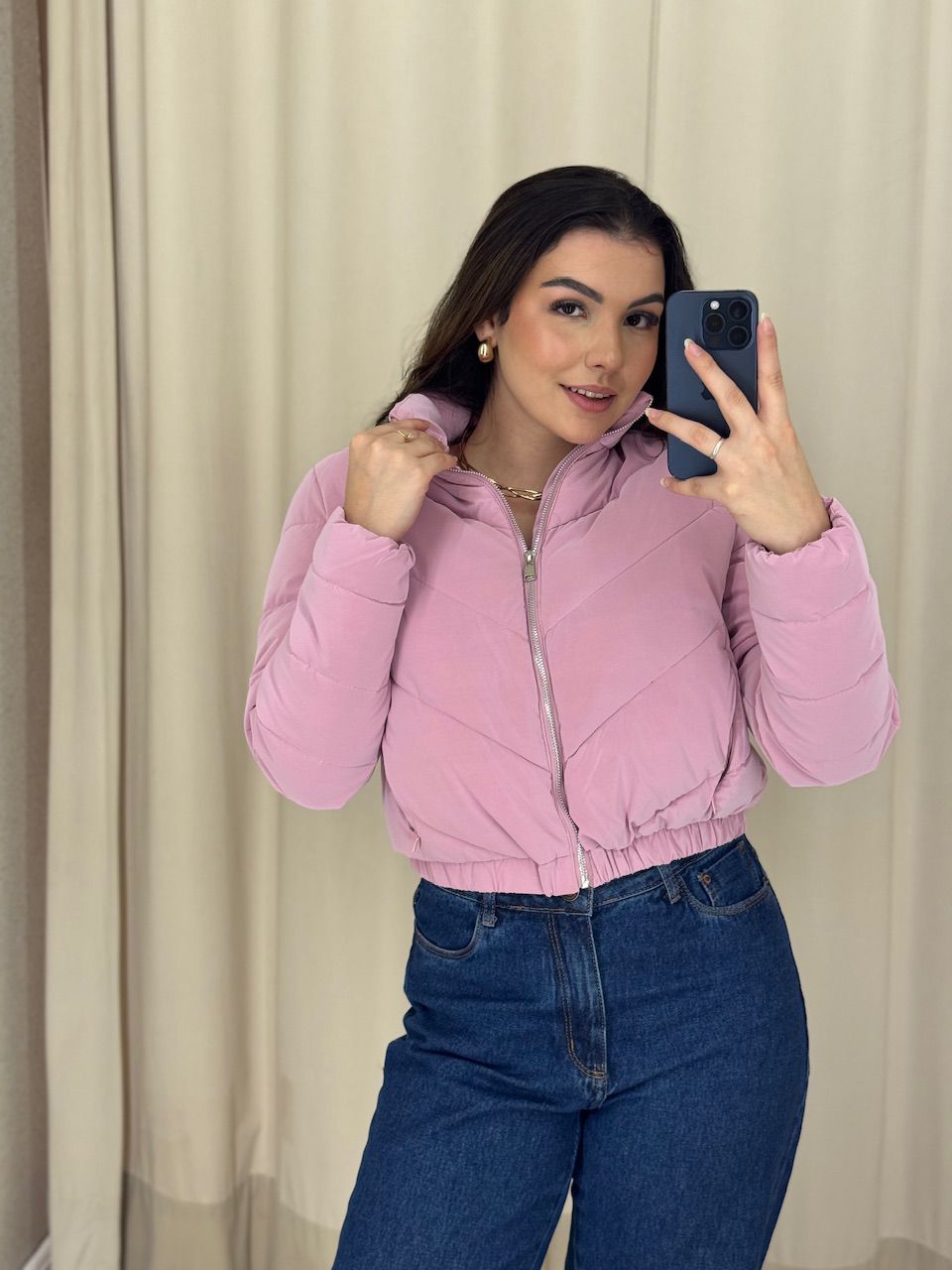 PUFFER LARISSA ZÍPER ROSA