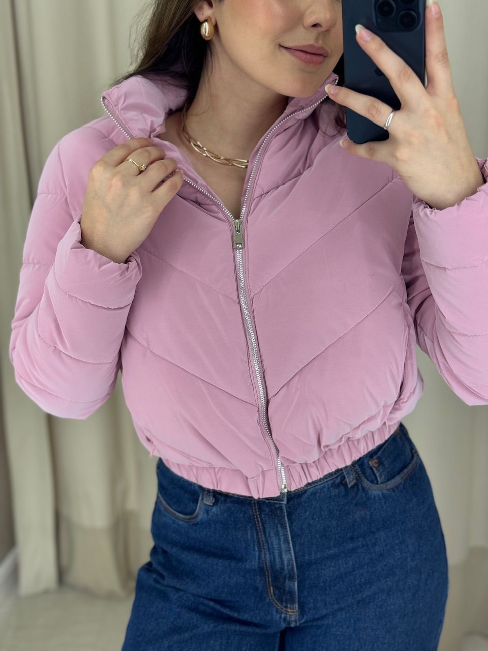 PUFFER LARISSA ZÍPER ROSA