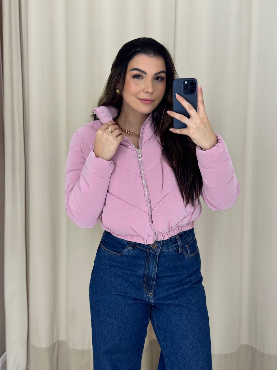 PUFFER LARISSA ZÍPER ROSA