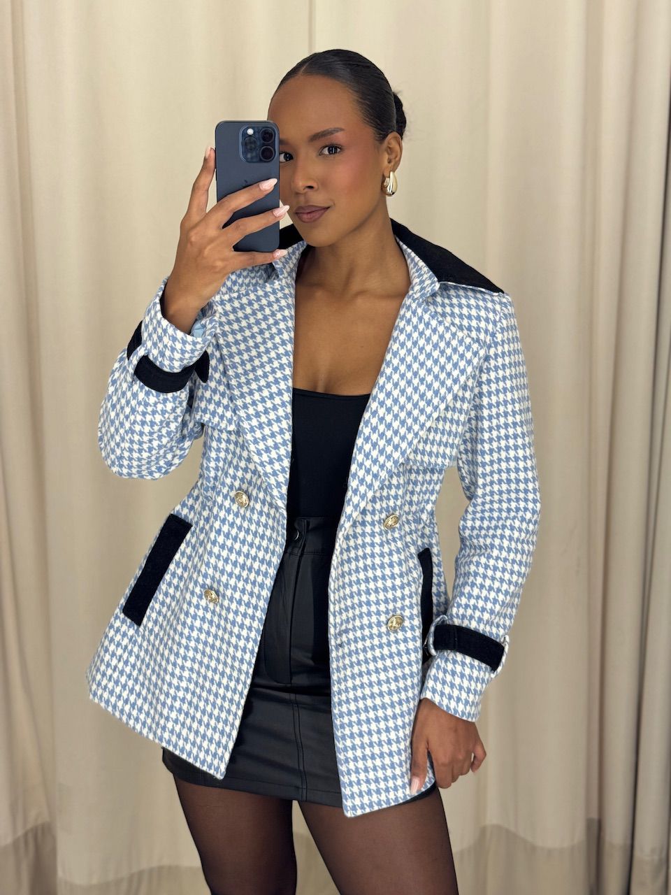 CASACO CECILIA PIED DE POULE AZUL