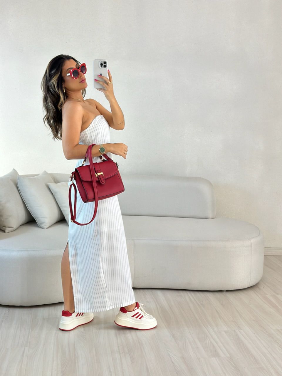 VESTIDO ANA CLÁUDIA RISCA DE GIZ BRANCO