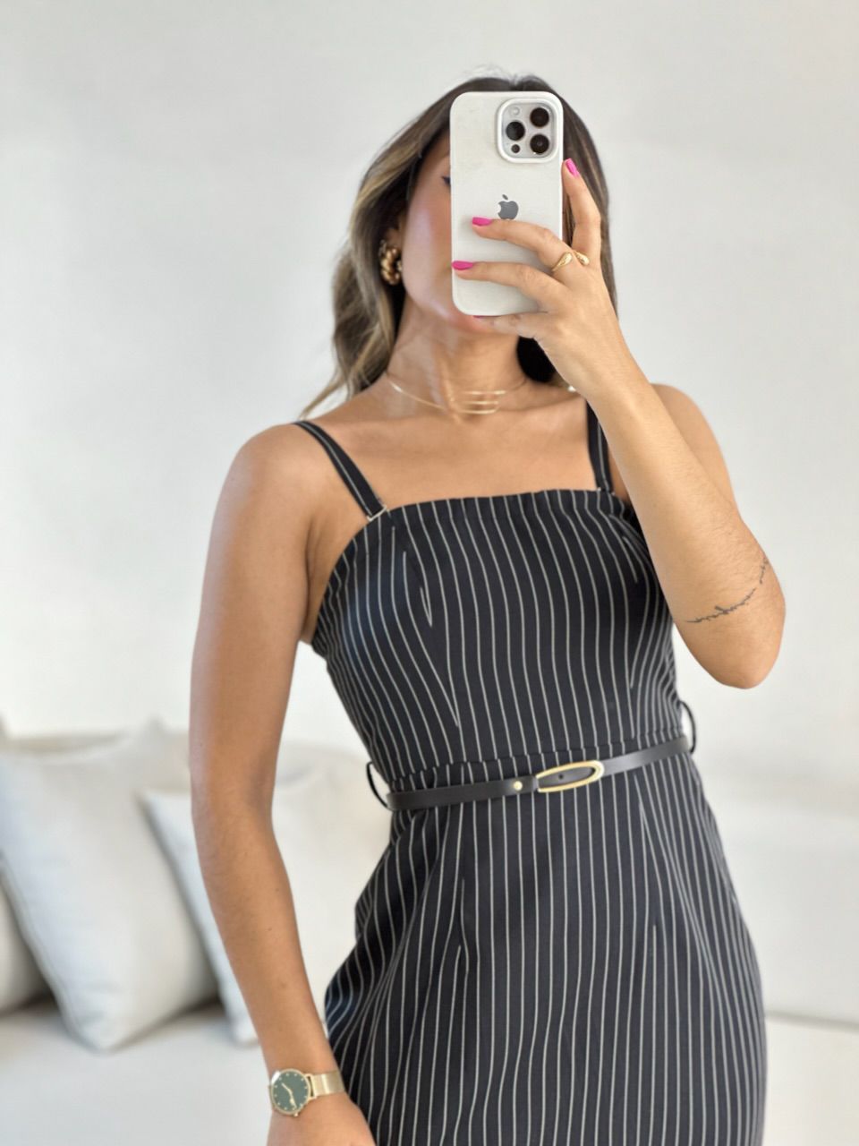 VESTIDO ANA CLÁUDIA RISCA DE GIZ PRETO
