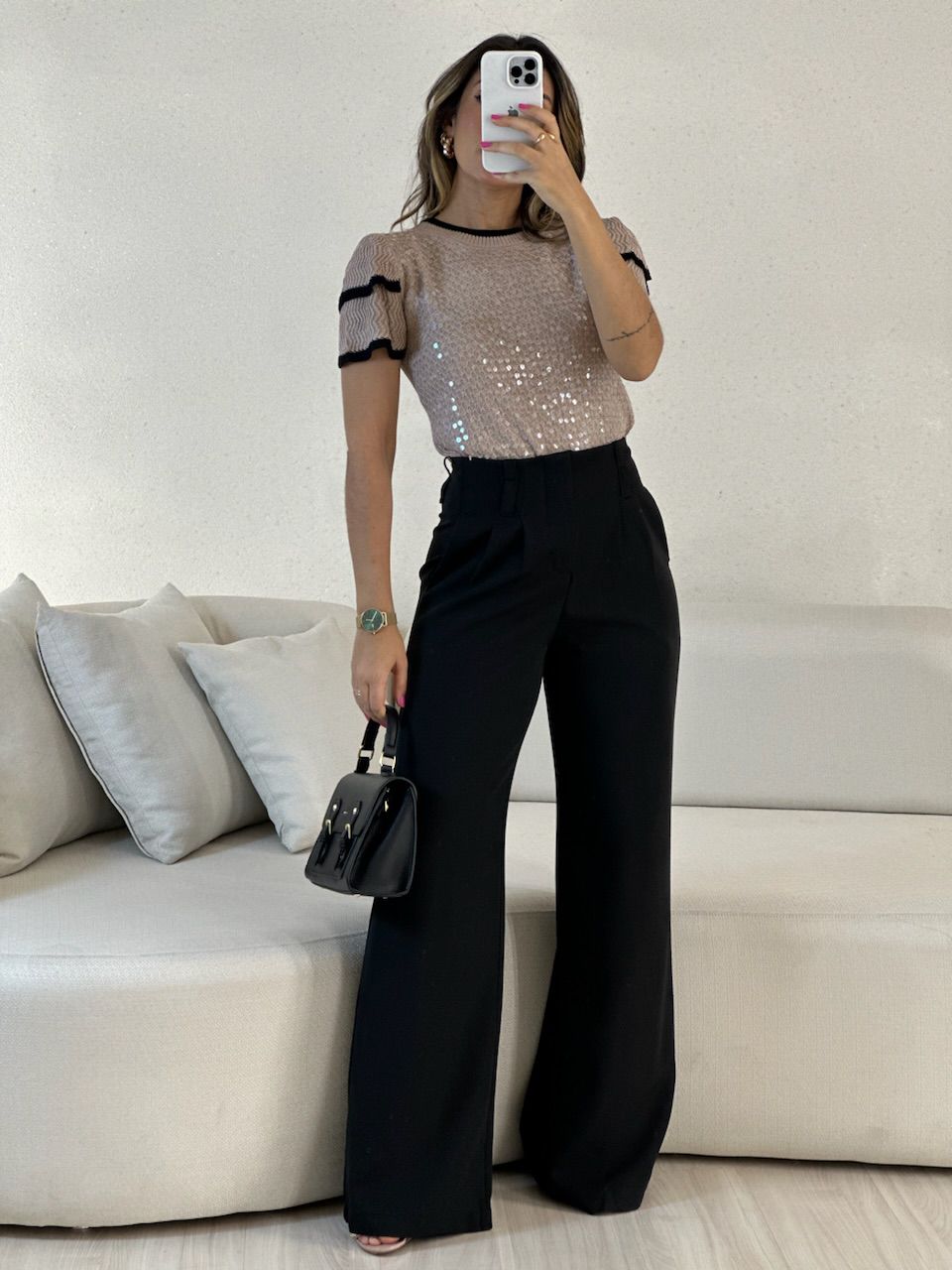 BLUSA SOFIA TRICOT PAETÊ Nude