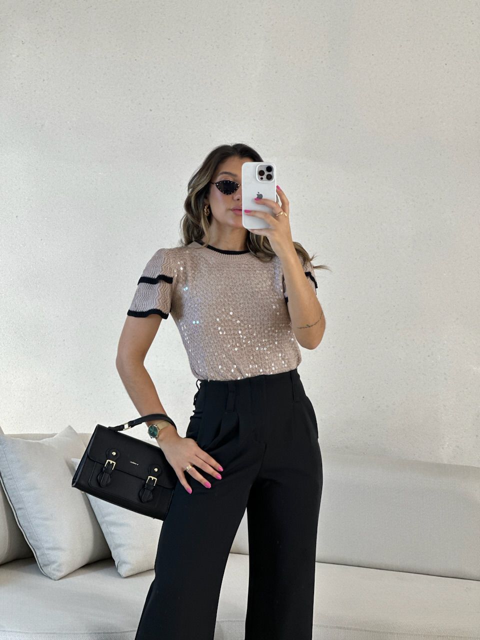 BLUSA SOFIA TRICOT PAETÊ Nude