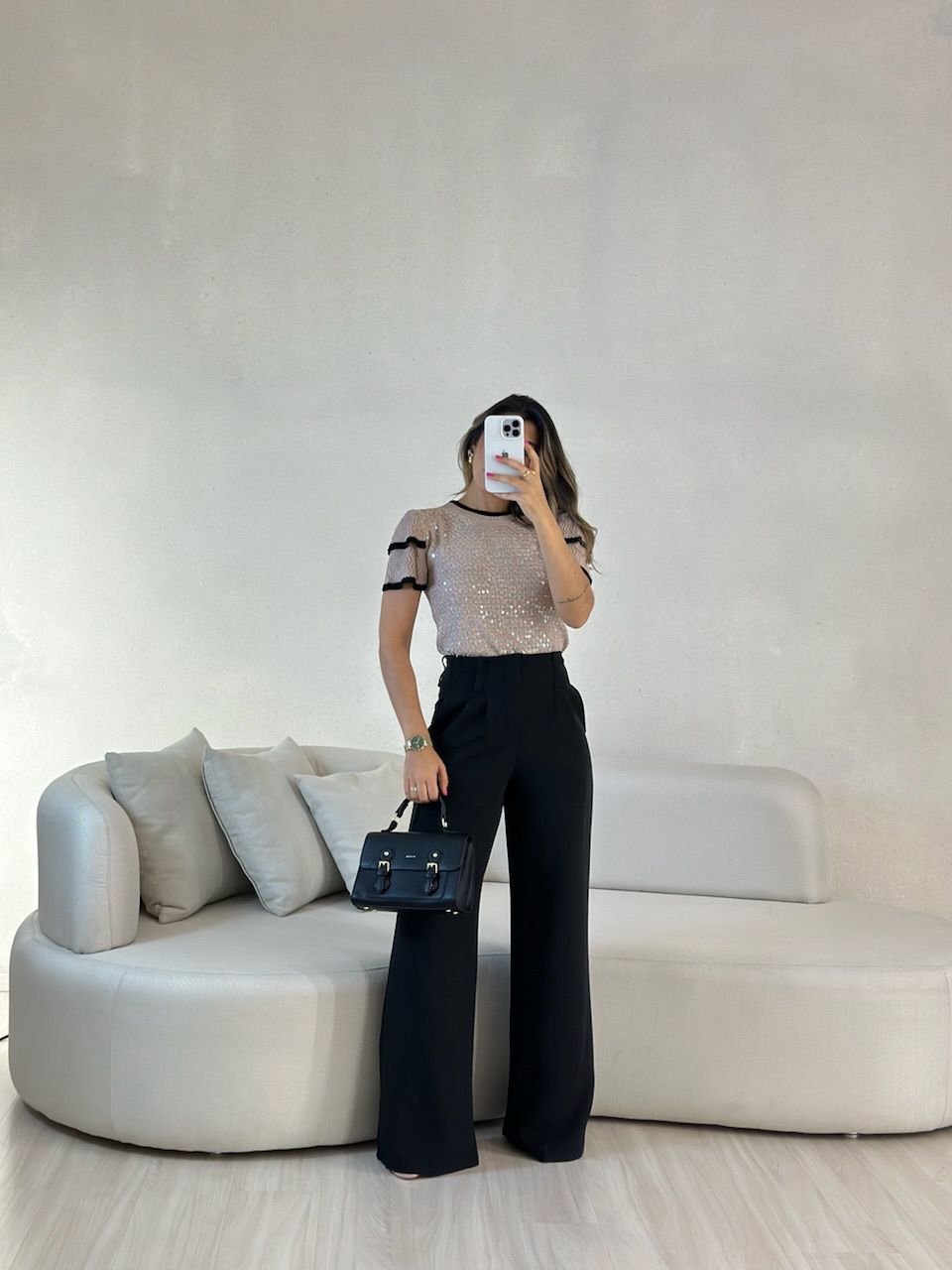 BLUSA SOFIA TRICOT PAETÊ Nude