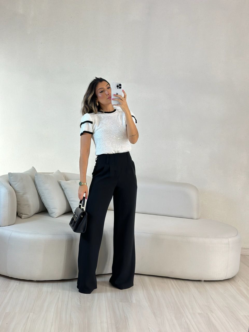 BLUSA SOFIA TRICOT PAETÊ OFF. - 0054670326 - CAROLLA FERRARO