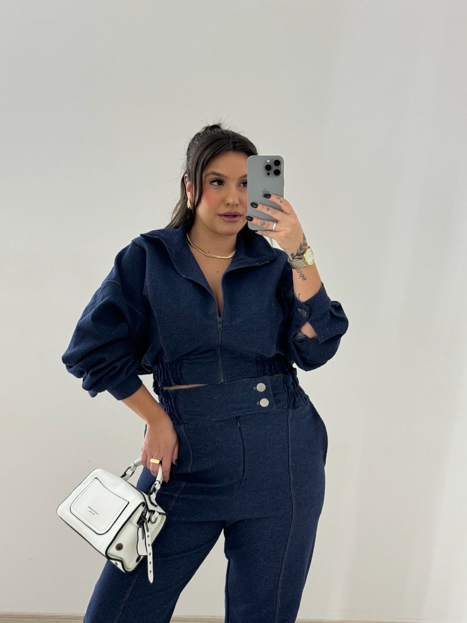 JAQUETA OVER CF MOLETINHO JEANS ESCURO