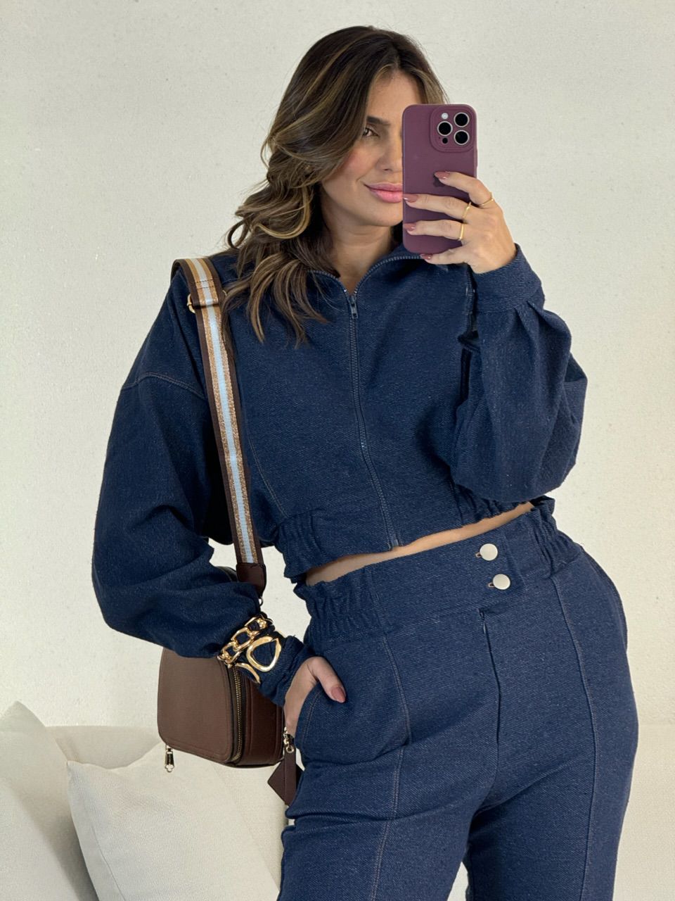 JAQUETA OVER CF MOLETINHO JEANS ESCURO
