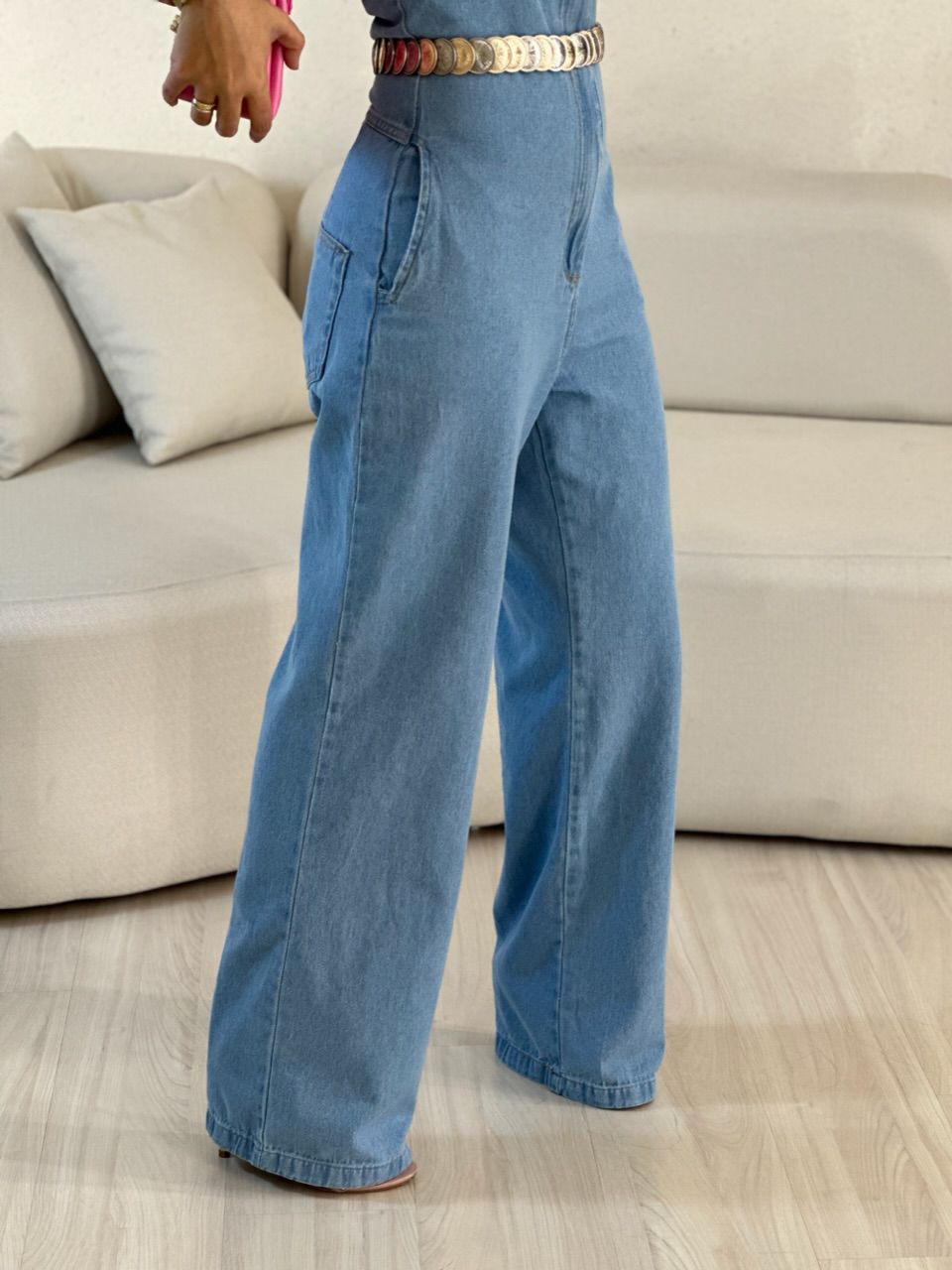 MACACÃO ISABELA JEANS CLARO