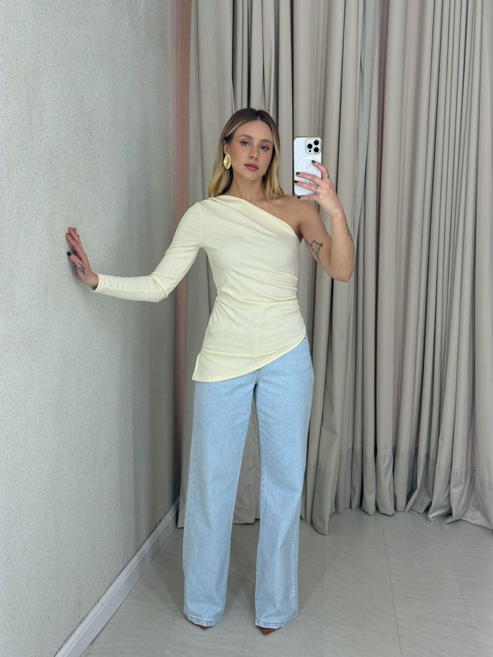 BLUSA ANNE NULA MANGA MARFIM