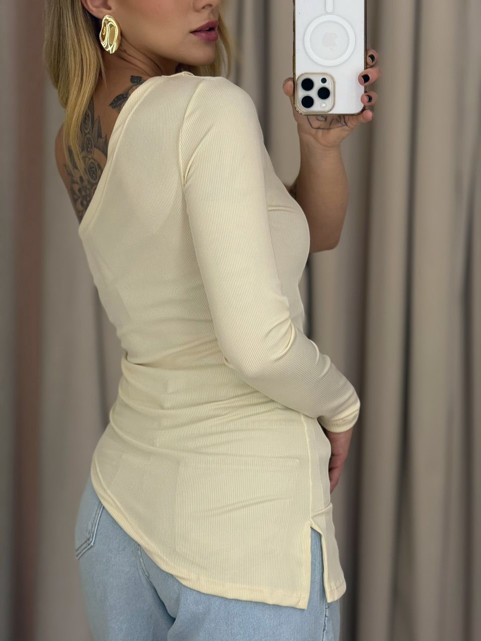 BLUSA ANNE NULA MANGA MARFIM