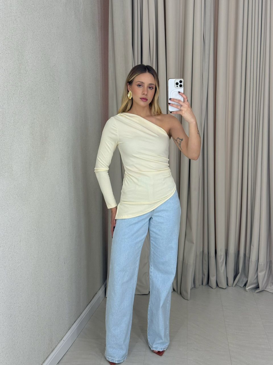 BLUSA ANNE NULA MANGA MARFIM