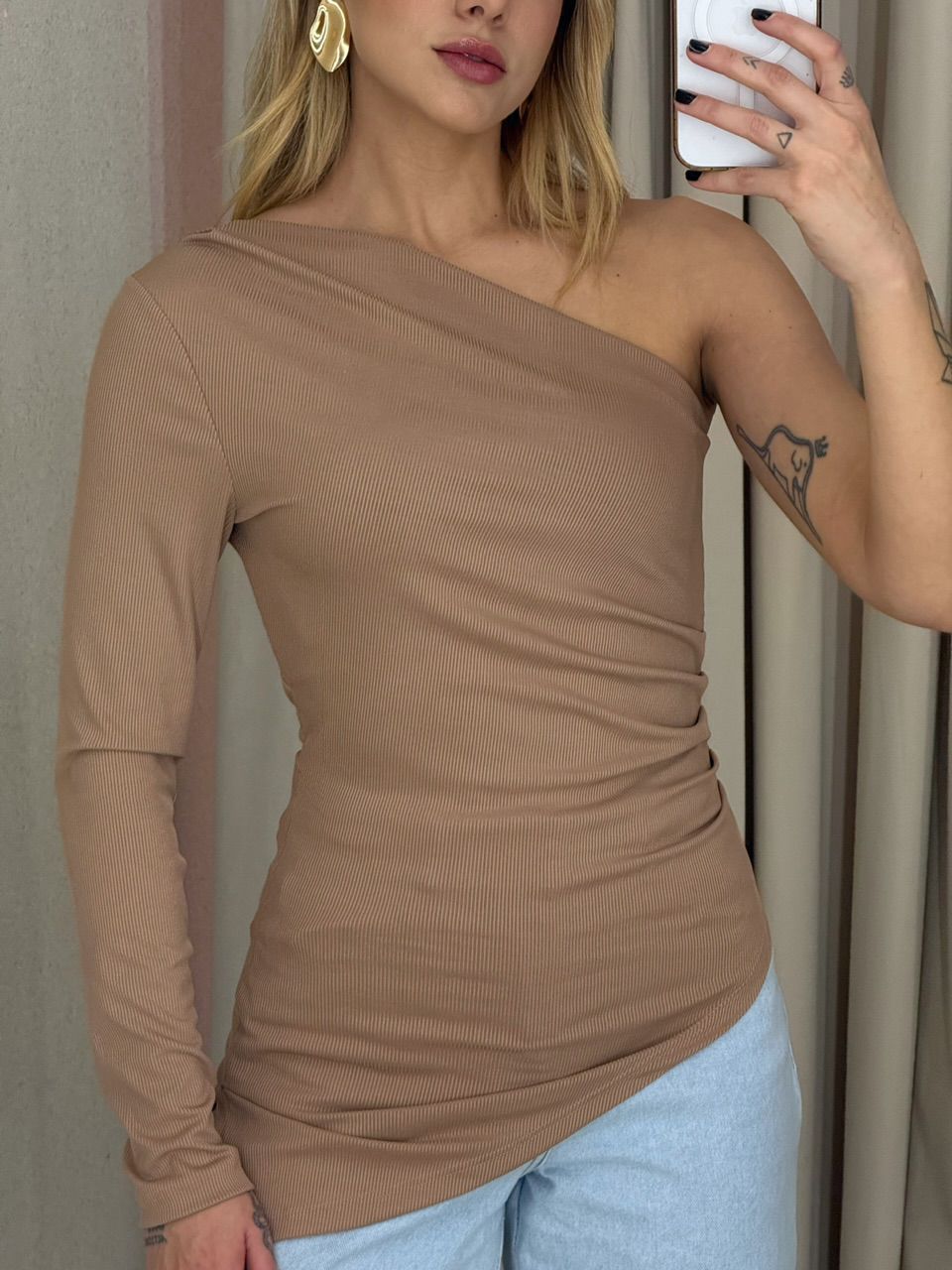 BLUSA ANNE NULA MANGA NUDE