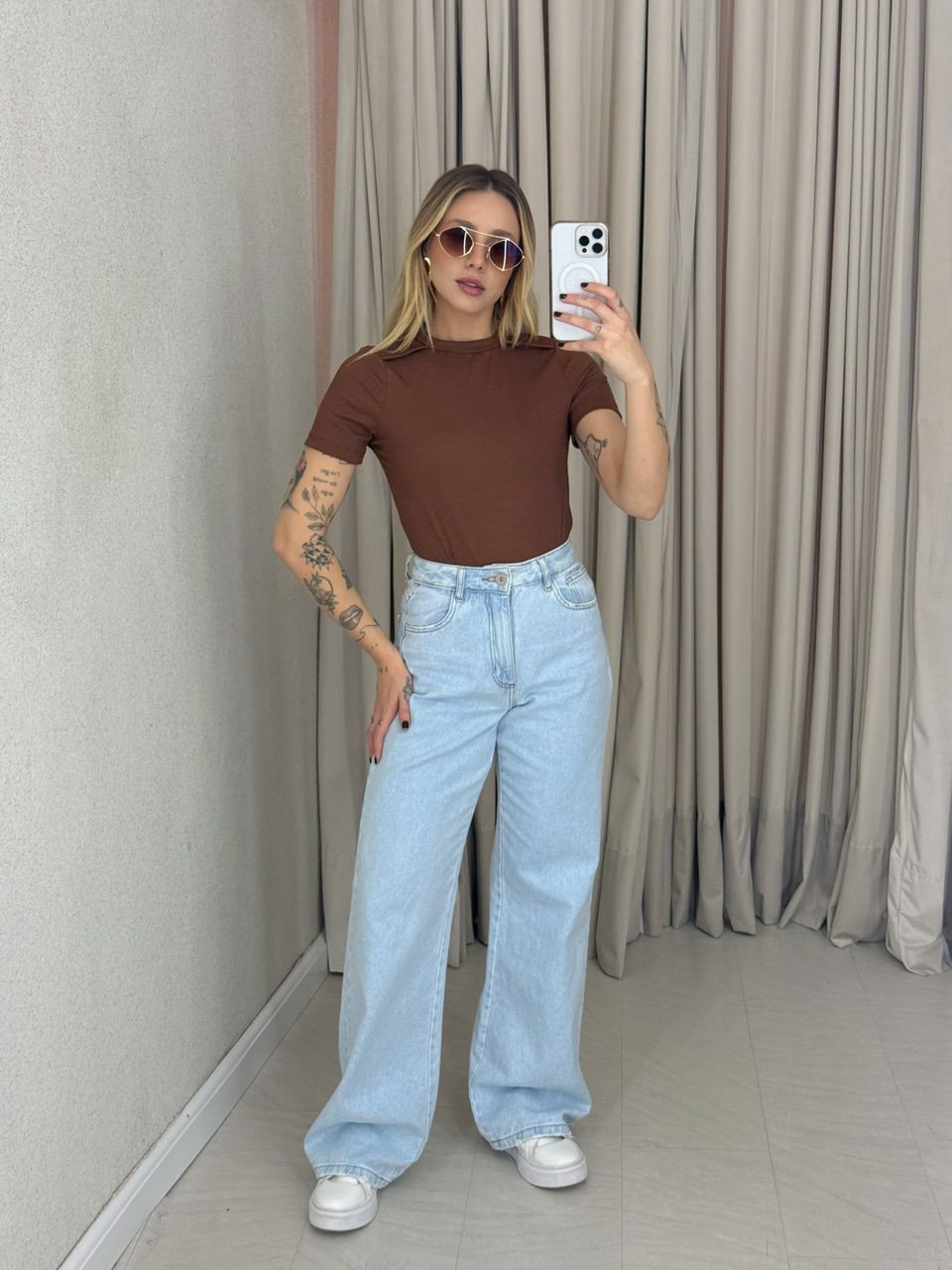 BLUSA KIARA GOLA MARROM