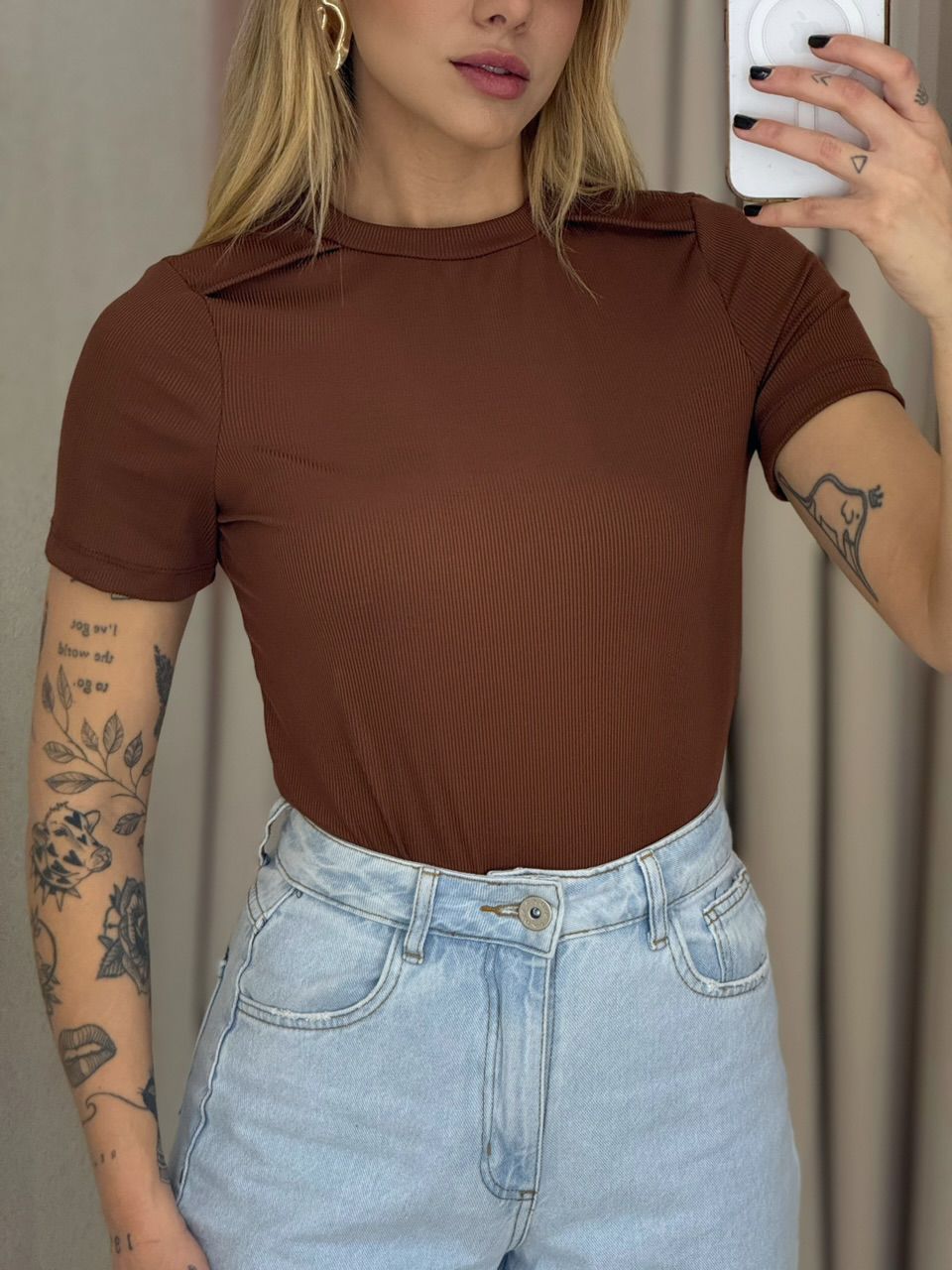 BLUSA KIARA GOLA MARROM