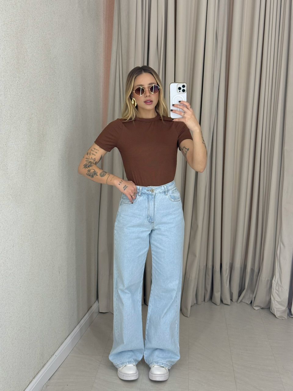 BLUSA KIARA GOLA MARROM