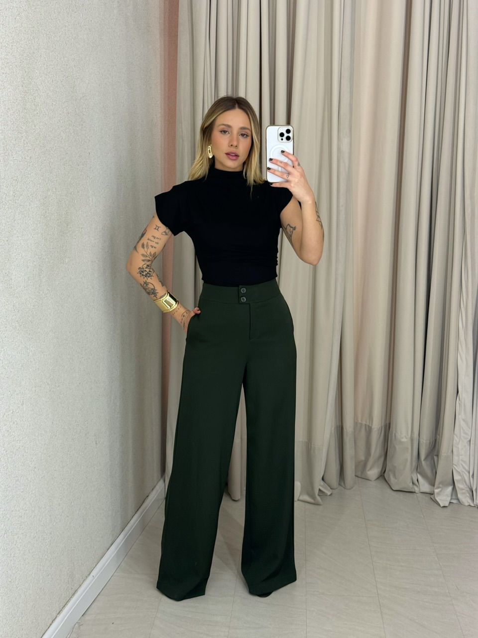 CALÇA BIA PANTALONA VERDE MILITAR
