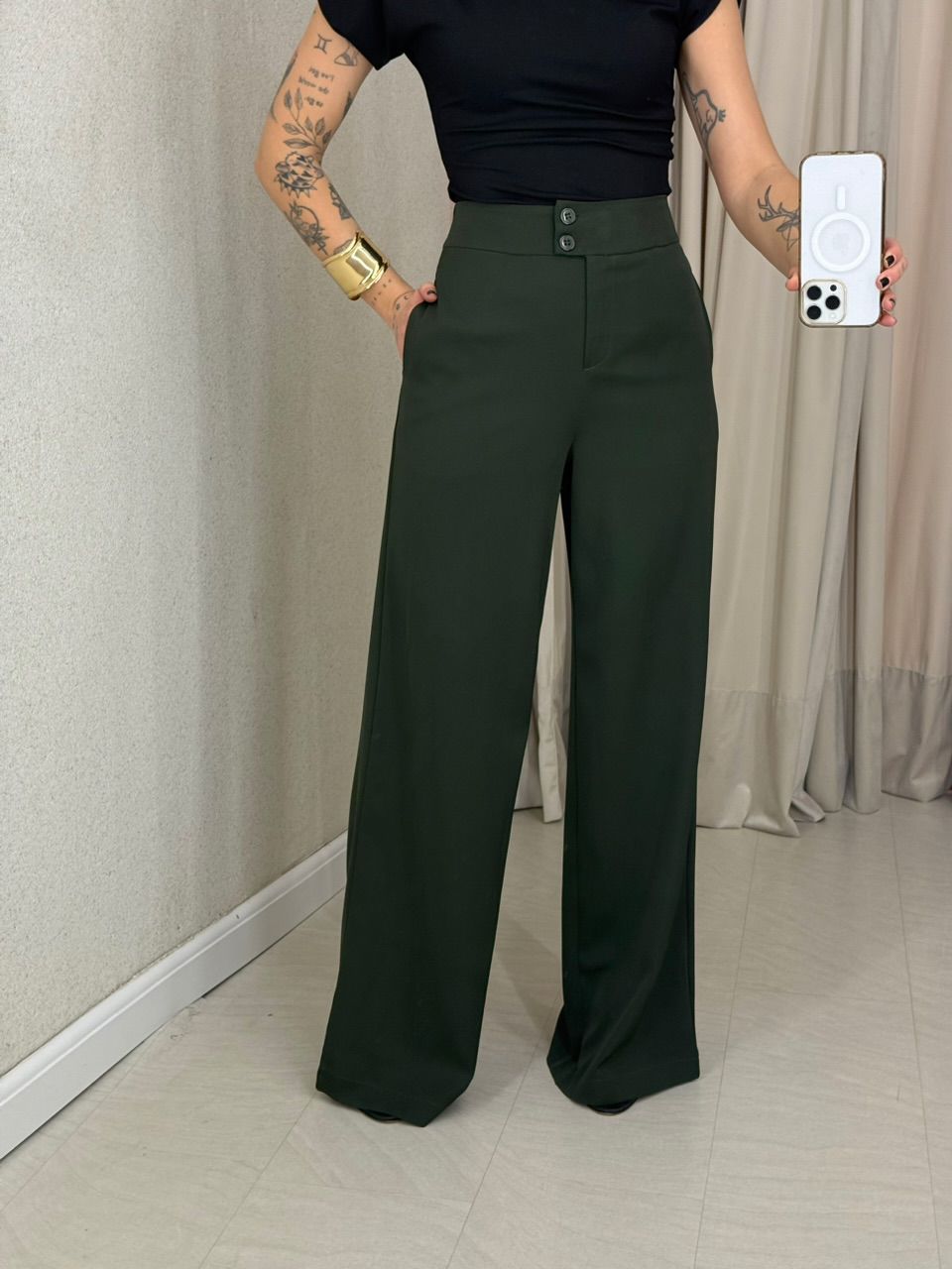 CALÇA BIA PANTALONA VERDE MILITAR - 0066820009 - CAROLLA FERRARO