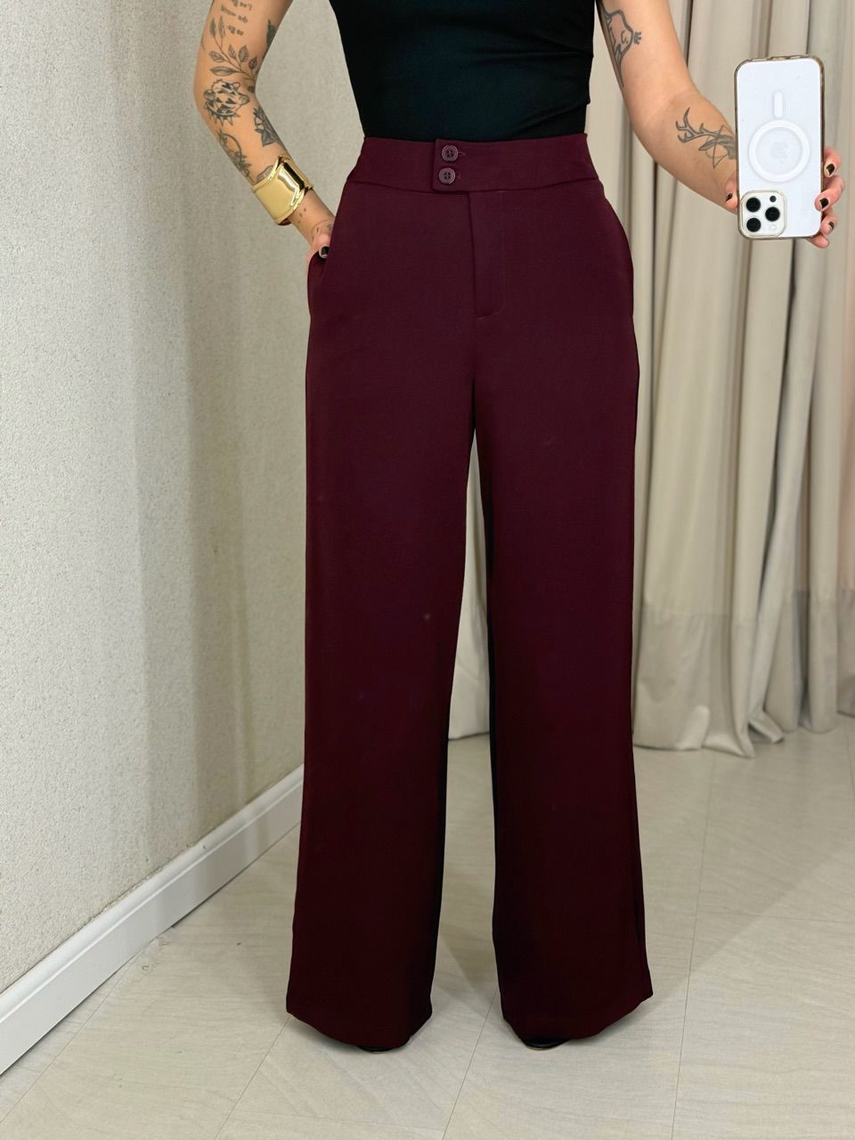 CALÇA BIA PANTALONA VINHO - 0066820168 - CAROLLA FERRARO