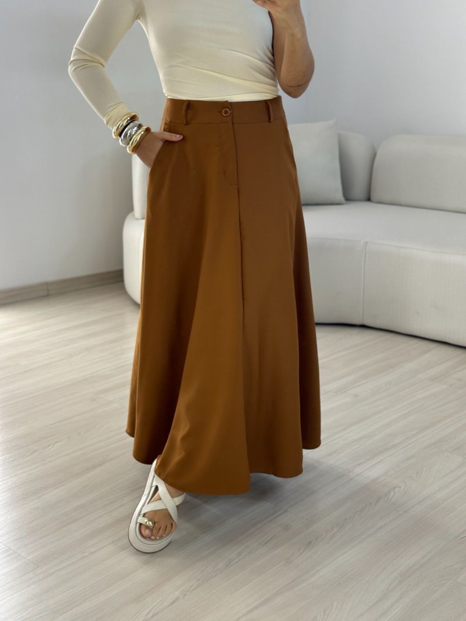 SAIA JADE LONGUETE Caramelo - 0066770095 - CAROLLA FERRARO