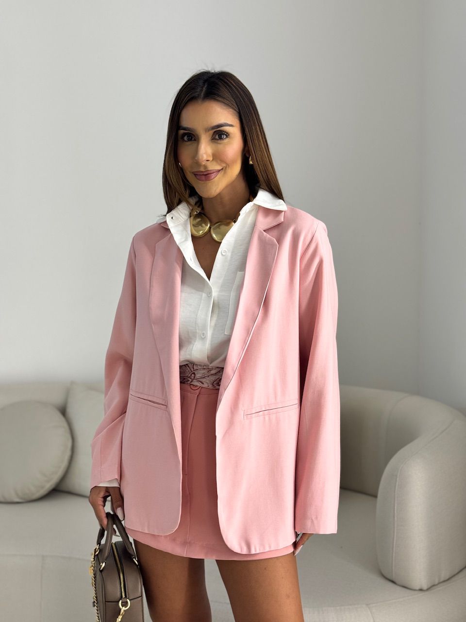 BLAZER JESSICA OVER BABY PINK - 0068080366 - CAROLLA FERRARO