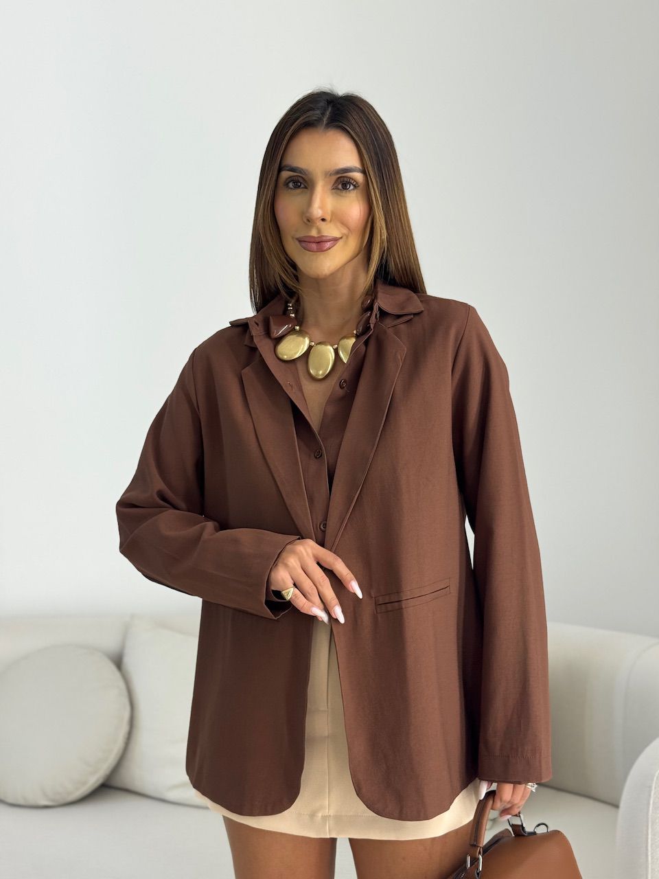BLAZER JESSICA OVER MARROM - 0068080054 - CAROLLA FERRARO
