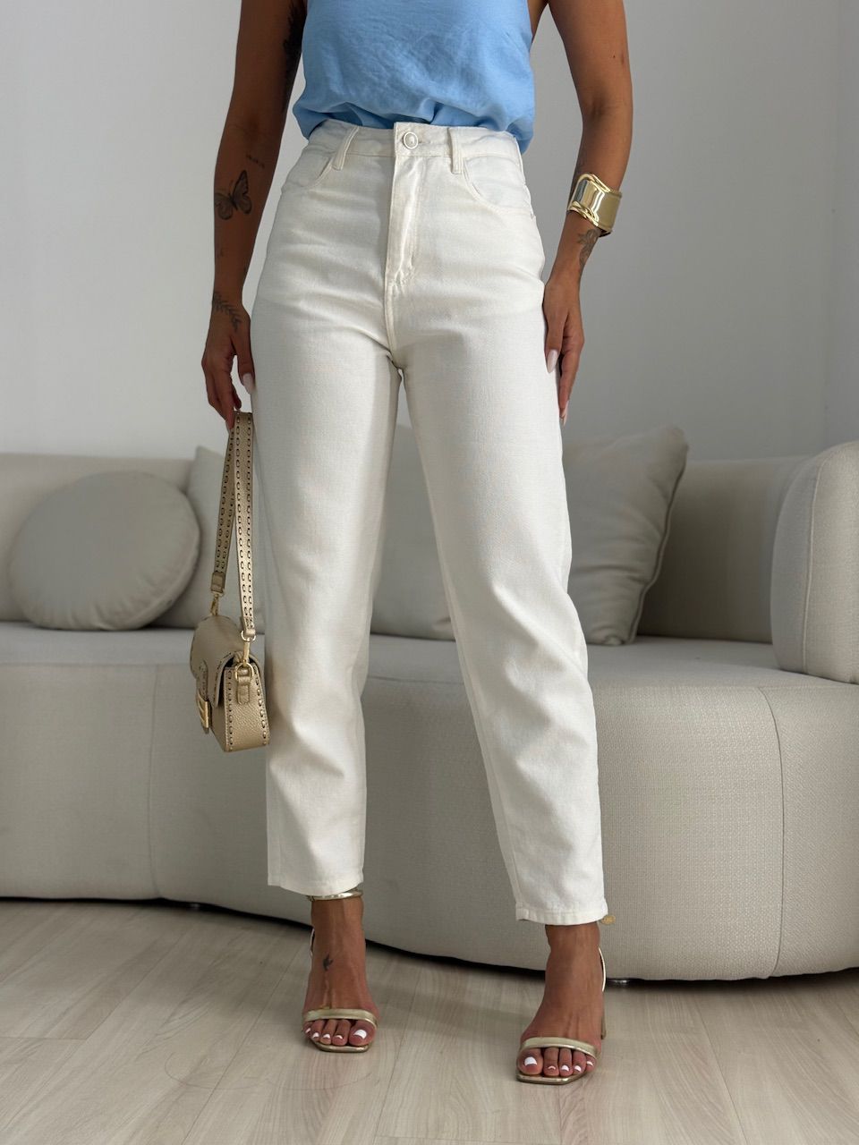 CALÇA DIANA MOM ALGODÃO OFF