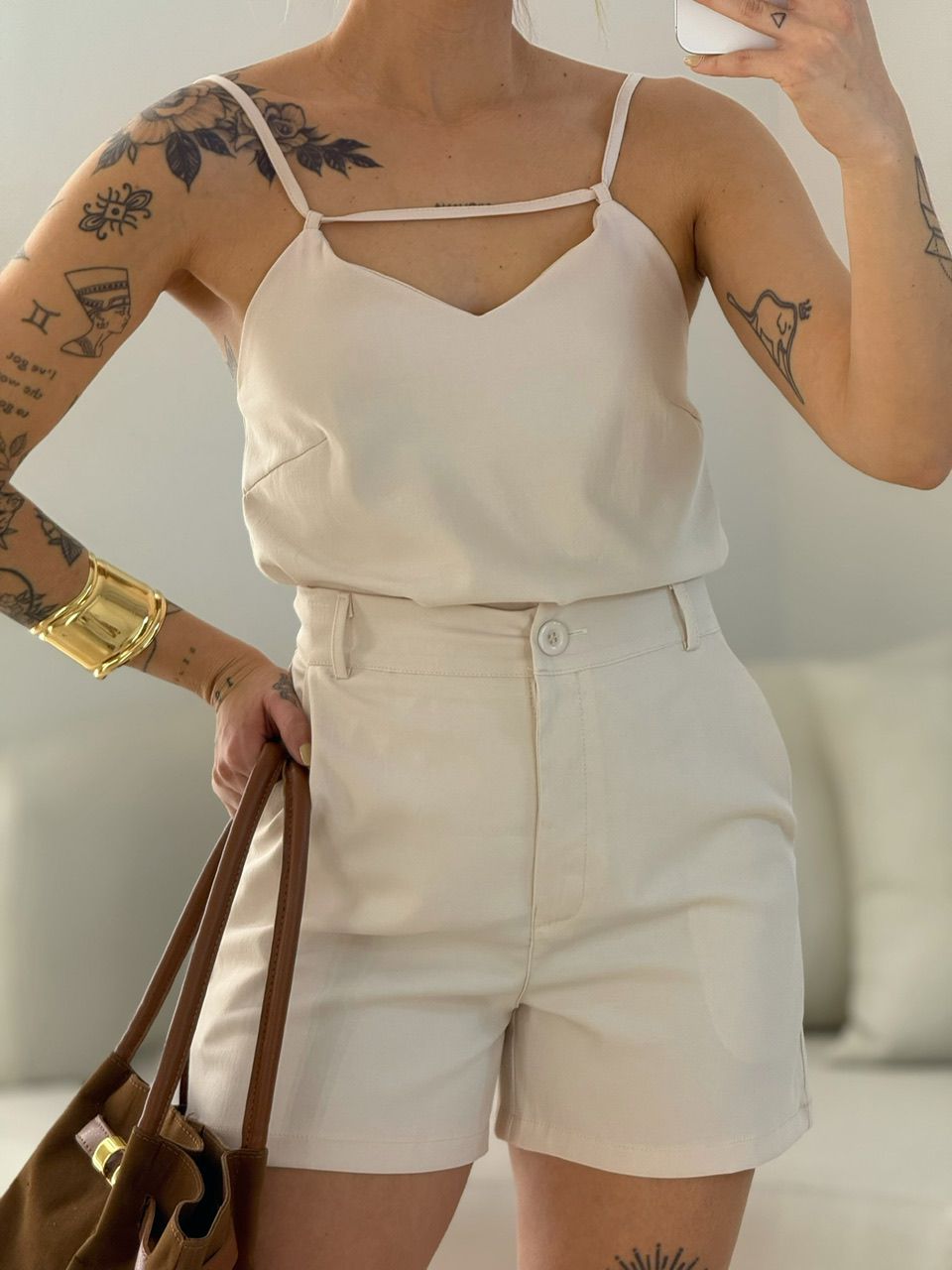CONJUNTO VIVI SHORT AREIA
